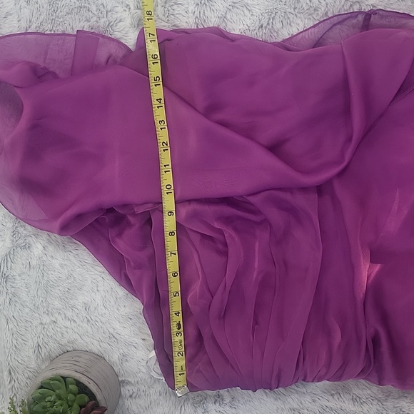 Tadashi Shoji fuschia column one shoulder gown sz 12 - Picture 11 of 16